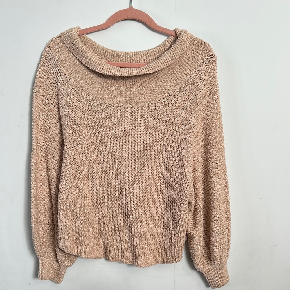 Free People Cozy Beige Knit Sweater